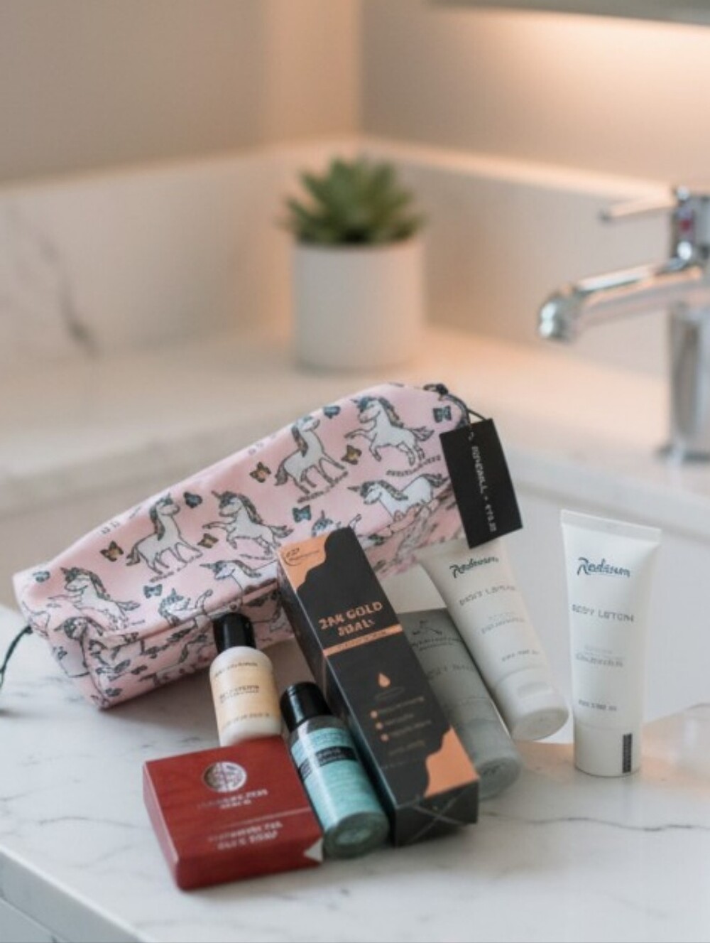 Beauty Cosmetic Bag and Beauty Skincare Body Lot Bundle